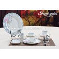 Conjunto de jantar de louça de porcelana azul e branca cerâmica